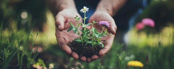 Planting Flowers in the Summer Garden