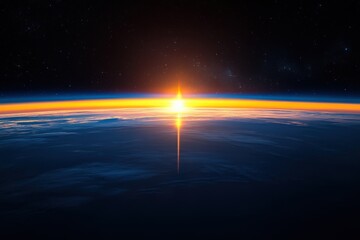 Wall Mural - stunning sunrise over the horizon from space