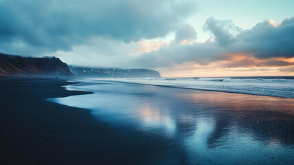 a beach under the northern lights.