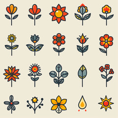Wall Mural - set of flowers
