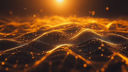 Wall Mural - the image is a computer generated image of a wave with a bright orange color