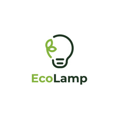 Wall Mural - simple light bulb and plant logo design