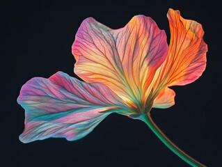 vibrant flower with colorful petals against a dark background