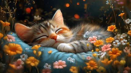 Wall Mural - sleeping cute kitten