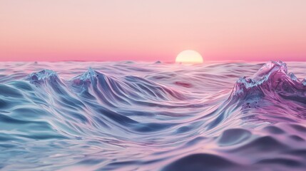 Poster - Gentle wave patterns at sunset ocean view serene nature scene calm environment reflective concept for recession volatility