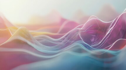 Fototapete - Dynamic investment fluctuation visualization in abstract curves digital space graphic representation aesthetic conceptual art