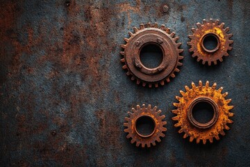 Leinwandbilder - Rusty gears and cogs creating a steampunk background