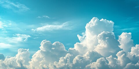 Poster - Vivid clouds contrast beautifully against a bright blue sky, creating a stunning background. This clouds and blue sky scene offers a serene atmosphere perfect for various creative projects.