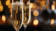 © AlfredoGiordano - close up horizontal image of two champagne glasses in the context of new year celebration, blurred background