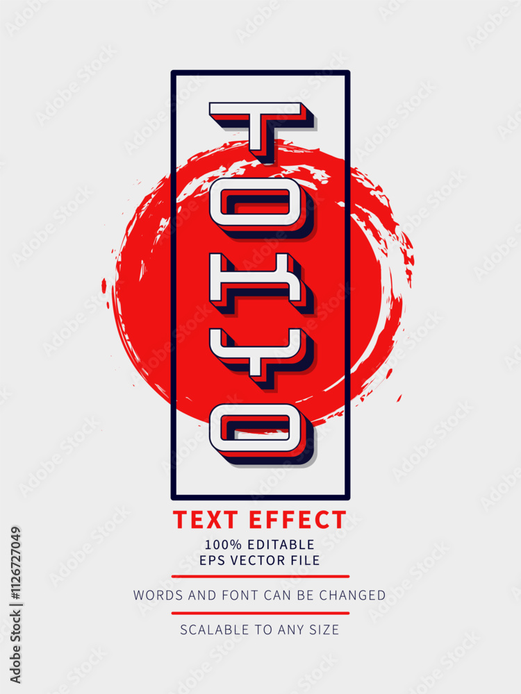 Tokyo Editable 3d text effect. Japan text effect in Asia style. Stock ...