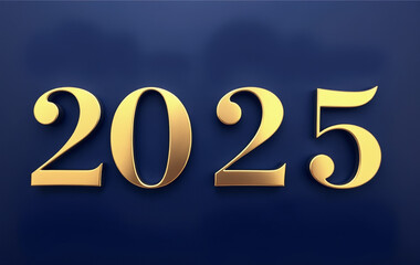 a gold new year's eve date on a dark blue background with a gold ribbon around it and the date 2025