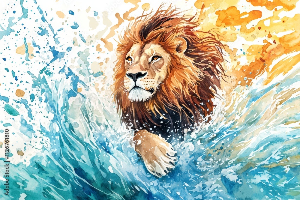 Watercolor lion cartoon clipart lion illustration Stock. Stock ...