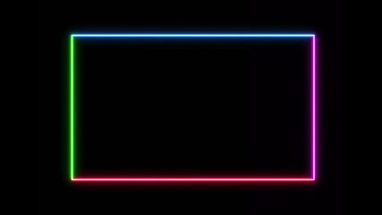 Wall Mural - Four color Neon light rectangle frame background retro style, 4k animation video.