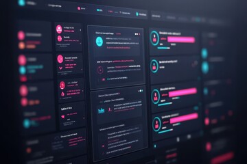 close-up of a real-time messaging dashboard on a sleek desktop