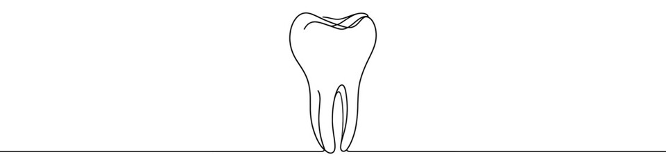 Wall Mural - continuous line drawing representing a tooth for dental care concept. vector illustration.