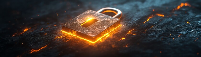 Aufkleber - Lock positioned on a dark background