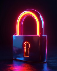 Aufkleber - 3D lock on a dark background