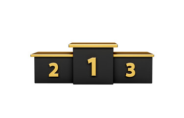 gold and black winner podium on white isolated background 3d illustration