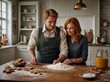 © KraPhoto - Couple Baking Together in a Bright Cozy Kitchen with Gingerbread Cookies