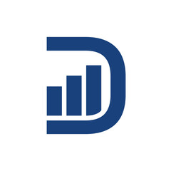 Wall Mural - this is a flat logo design of a capital d with three graph bars on it in blue color combination that