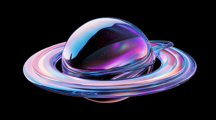 Clear iridescent fluid floating in zero gravity in a render, fluid, clear, iridescent, zero gravity, render, space. Opalescent. Illustration