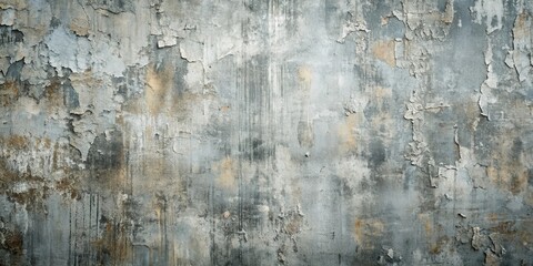 Aufkleber - Textured Abstract Background of a Gray Wall with Peeling Paint and Hints of Rusted Underneath