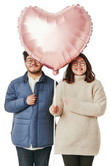 Wall Mural - PNG Young chubby couple balloon romantic heart.