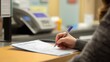 © Moshi Art - A person filling out a health insurance form at a hospital reception desk