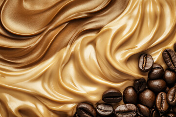 Wall Mural - A smooth mocha mousse background with ripples of coffee-colored waves and light caramel tones.