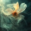 © gedang - Ethereal white flower in swirling smoke.