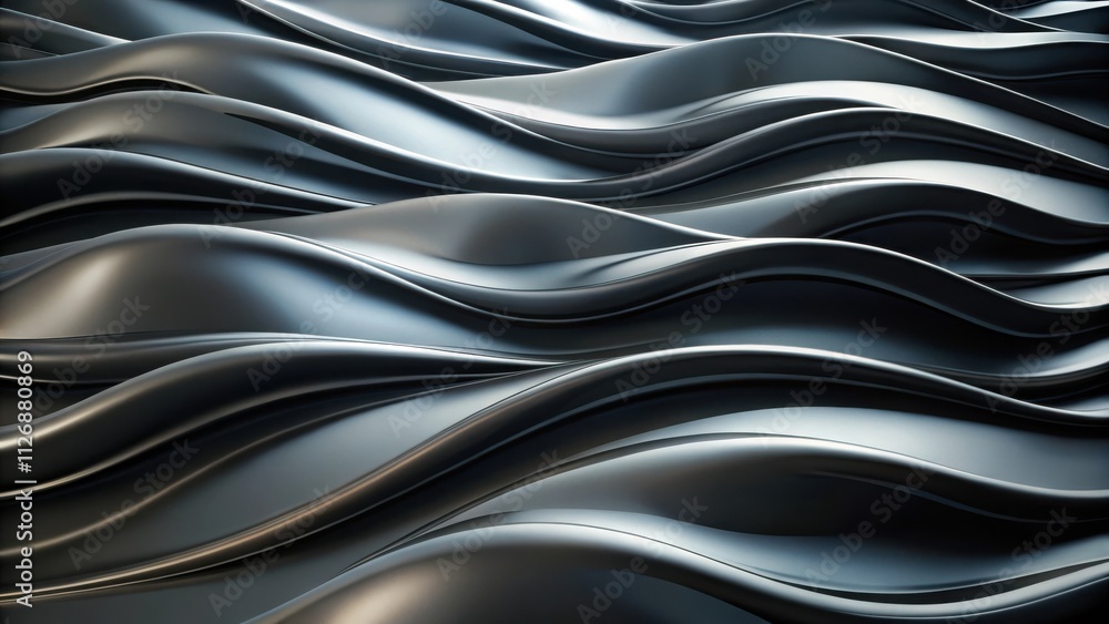 Abstract Fluid Black Wavy Background with Smooth, Glossy, and Flowing ...
