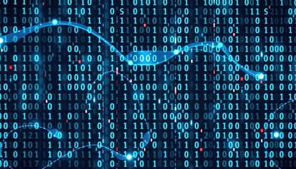 Digital binary code matrix background - 3D rendering of a scientific technology data binary code network conveying connectivity, complexity and data flood of modern digital age