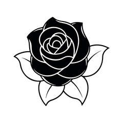 Rose flower silhouette vector on white background