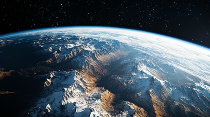 Canvas Print - Ultra detailed, photorealistic image of Earth from space at twilight