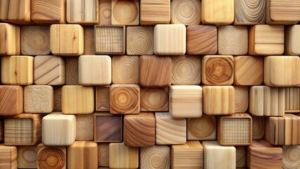 Aufkleber - A seamless pattern of wooden blocks with various grain patterns and textures arranged in a grid