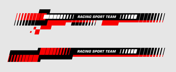 Wall Mural - Set of simple car stripes. Car race stripes. Racing sticker design. Graphic sport decal vinyl element. Automobile decoration. Racing design vector set