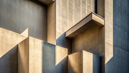 Fototapete - The interplay of light and shadow on a minimalist concrete structure, creating a geometric abstract art piece