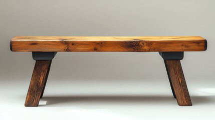 Wall Mural - a wooden bench with black legs