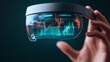 © WOWA - Futuristic Smart Glasses Displaying Stock Data Modern Workplace Technology Visualization Urban Environment Close-Up Innovation Insights