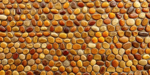 Fototapete - A Seamless Pattern of Smooth, Opaque Pebbles in Shades of Brown and Orange, Forming a Mosaic-Like Texture