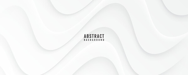 Wall Mural - 3d white geometric abstract background overlap layer on bright space with waves effect decoration. m