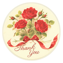 Wall Mural - card with roses,A classic round sticker with the words 