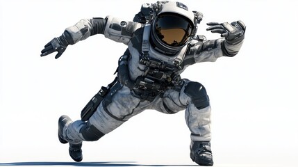 Wall Mural - an astronaut in a dynamic pose, suggesting movement in a space environment.