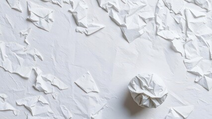 Wall Mural - Crumpled white paper with soft creases and wrinkles, environment, wrinkled, paper