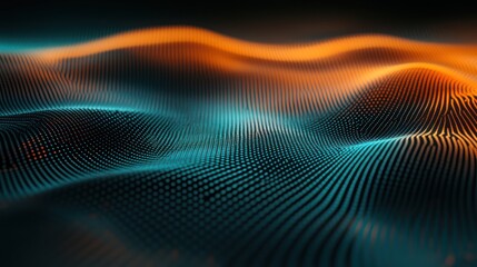 Wall Mural - abstract waves of light and color creating a digital landscape.
