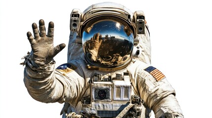 Wall Mural - an astronaut in space waves, showcasing exploration and technology.