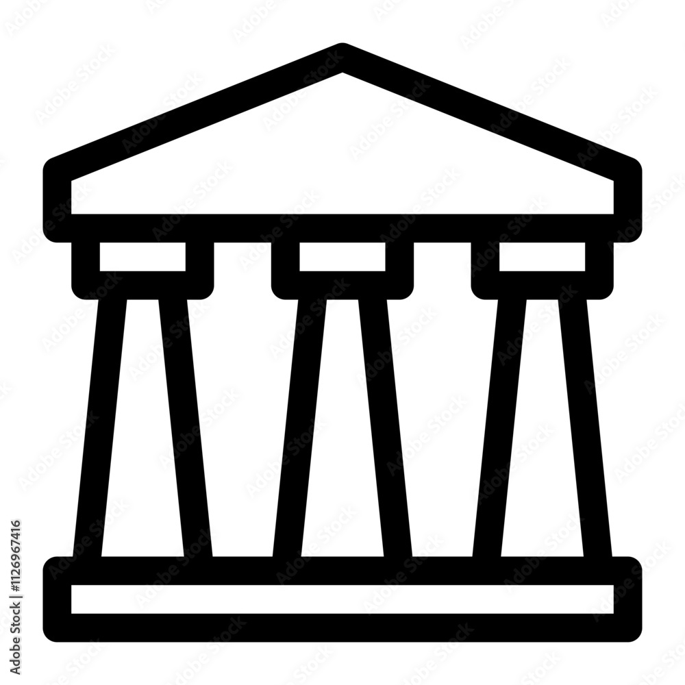 Simple line icon of a museum building, ideal for cultural heritage ...