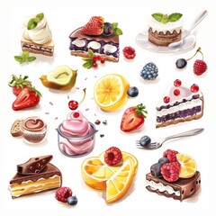 Wall Mural - A detailed illustration of a sugar-free dessert. featuring natural sweeteners, fruits, and whole foods. emphasizing the benefits of avoiding added sugars. Ideal for dessert blogs