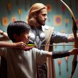 © liya - Step brother practicing archery Teen improving aim