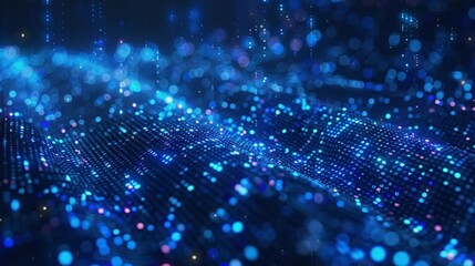 Abstract blue digital binary code matrix texture background, representation technology computer cyberspace internet digital data network programming communication coding concept